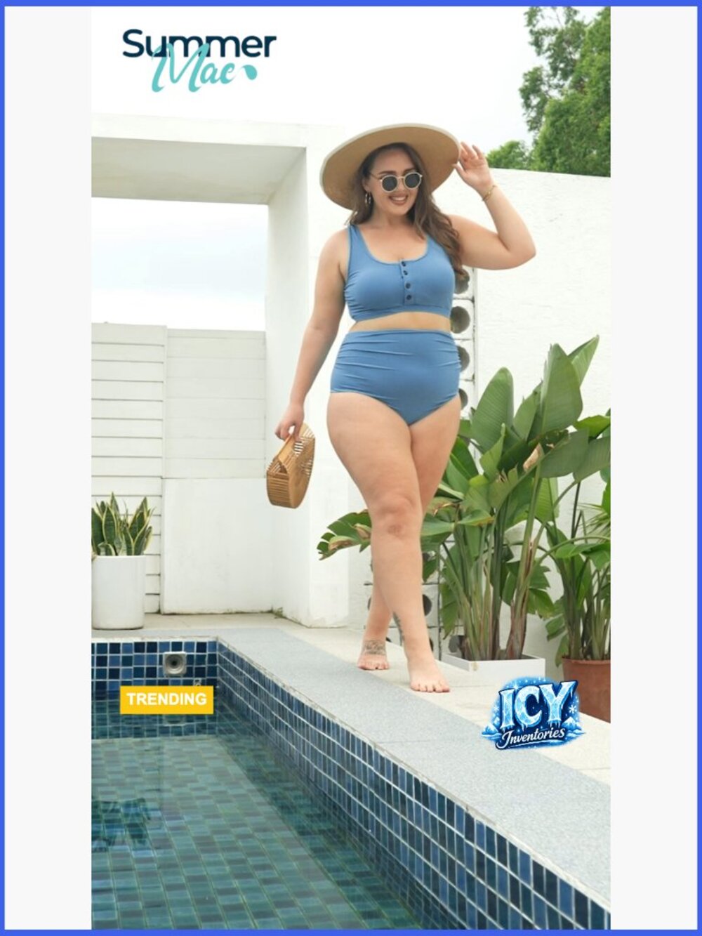 Plus Size Ribbed Bikini Set High Waist Tummy Control Swimwear - Picture 7 of 7